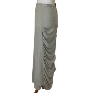 Vintage Y2K rbyme Gray Ruched Back Maxi Skirt – Double Layer Cotton XS